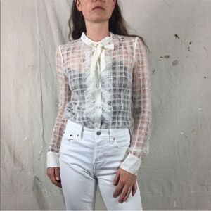 Red Valentino White lace shirt plaid button down shirt